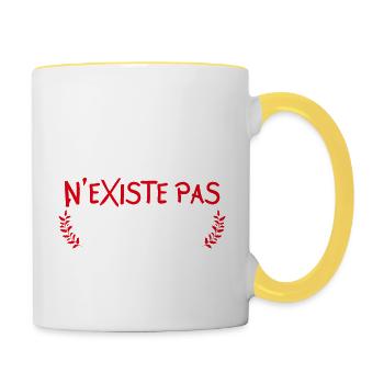 le père noël n existe pas - cadeau Noel - Mug contrasté - blanc/jaune - Droite