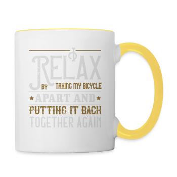 Entspannen - Fahrrad - Tasse zweifarbig - Weiß/Gelb - Rechts