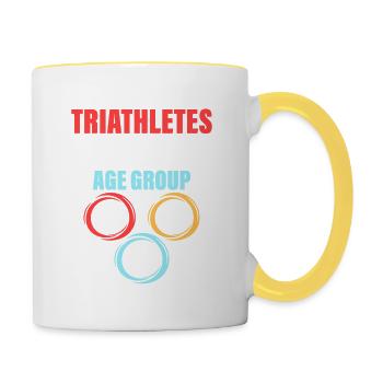 Triathletes Don't Get Old Swim Cycle Run Triathl - Tasse zweifarbig - Weiß/Gelb - Rechts