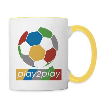 Ball auf der Brust - Tasse zweifarbig - Weiß/Gelb - Rechts