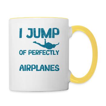 Je saute d’avions parfaitement bons Drôle - Mug contrasté - blanc/jaune - Droite