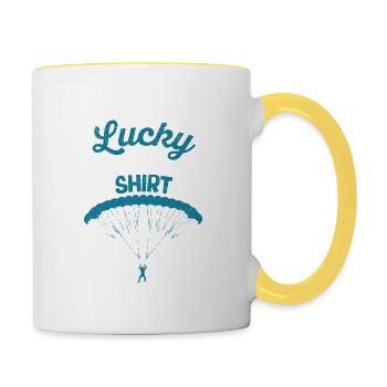 C’est ma chance de parachutisme drôle de cas - Mug contrasté - blanc/jaune - Droite
