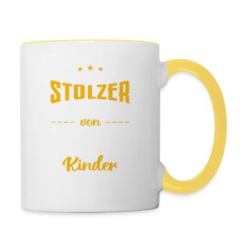 Vater von Ungeheuer fantastische Kinder - Tasse zweifarbig - Weiß/Gelb - Rechts