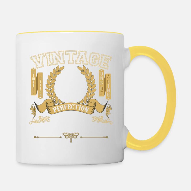 Vintage 38 ans - cadeau d’anniversaire 38 ans - Mug contrasté - blanc/jaune
