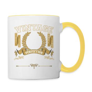 Vintage 20 years - birthday gift 20 years - Contrasting Mug - white/yellow - Right