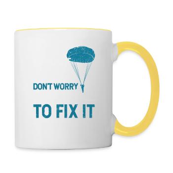 Funny parachute skydiver adventure - Contrasting Mug - white/yellow - Right