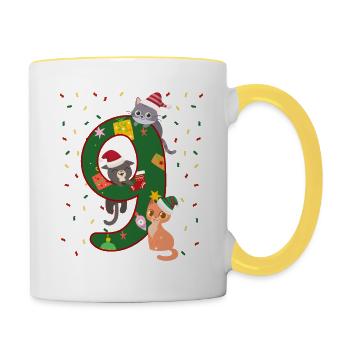 9 Years Old Children Christmas Gift Cute - Contrasting Mug - white/yellow - Right