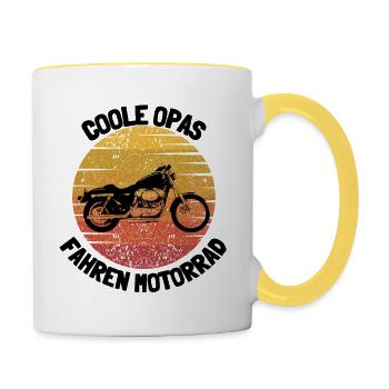 Motorrad Opa - Tasse zweifarbig - Weiß/Gelb - Rechts