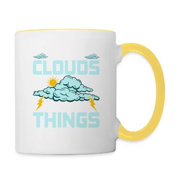 I Look At Clouds And I Know Things Meteorology - Contrasting Mug - white/yellow - Right