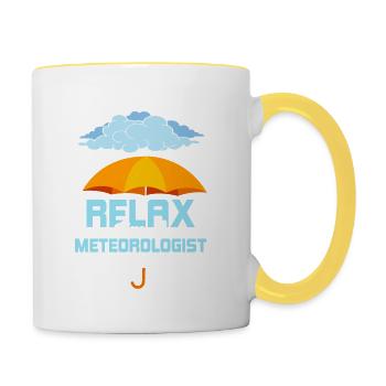 Détendez-vous Je suis météorologue Météorologie Météo - Mug contrasté - blanc/jaune - Droite