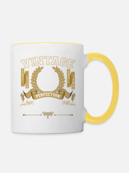 Vintage 69 ans - cadeau d’anniversaire 69 ans - Mug contrasté - blanc/jaune