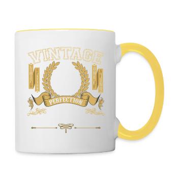 Vintage 72 years - birthday gift 72 years - Contrasting Mug - white/yellow - Right