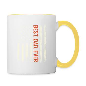 Bester Vater aller Zeiten US-amerikanische Flagge - Tasse zweifarbig - Weiß/Gelb - Rechts