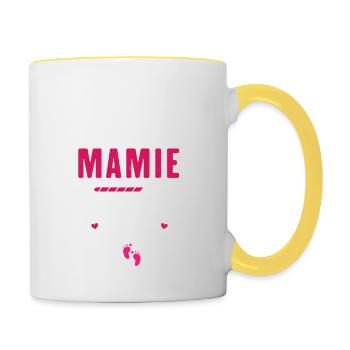 Future Mamie 2023 Nouvelle Naissance Grossesse - Mug contrasté - blanc/jaune - Droite
