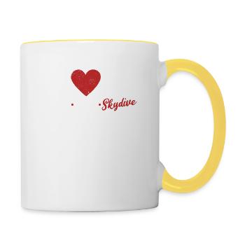 Drôles d’amateurs de parachutisme Skychute - Mug contrasté - blanc/jaune - Droite
