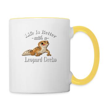 Gecko léopard - Mug contrasté - blanc/jaune - Droite