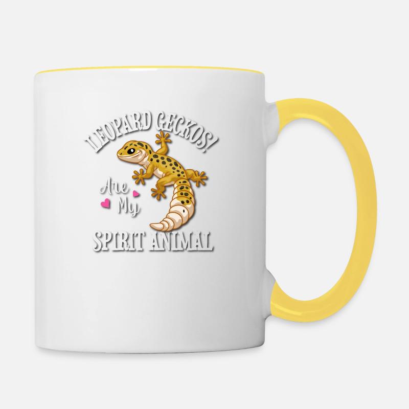 Gecko léopard - Mug contrasté - blanc/jaune