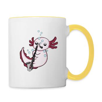 Bassklarinette Axolotl Big Band Kinder Orchester - Tasse zweifarbig - Weiß/Gelb - Rechts