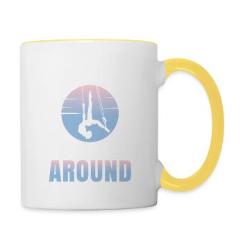 Désolé d’être en retard, j’ai pris l’antenne - Mug contrasté - blanc/jaune - Droite