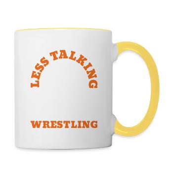 Moins de discussions, plus de lutte pour les fans de bras de fer - Mug contrasté - blanc/jaune - Droite