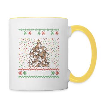 Corgi Weihnachtsbaum Weihnachten - Tasse zweifarbig - Weiß/Gelb - Rechts
