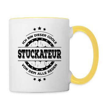 Stuckateur Geburtstag Facharbeiter Geschenk - Tasse zweifarbig - Weiß/Gelb - Rechts