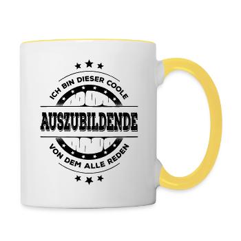 Auszubildender Kollegen Geburtstag Azubi Geschenk - Tasse zweifarbig - Weiß/Gelb - Rechts