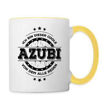 Azubi Kollegen Geburtstag Auszubildender Geschenk - Tasse zweifarbig - Weiß/Gelb - Rechts