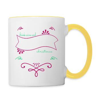 birthday present idea beer tshirts - Contrasting Mug - white/yellow - Right