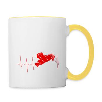 Herzschlag Sachsen Liebe Heimat - Tasse zweifarbig - Weiß/Gelb - Rechts