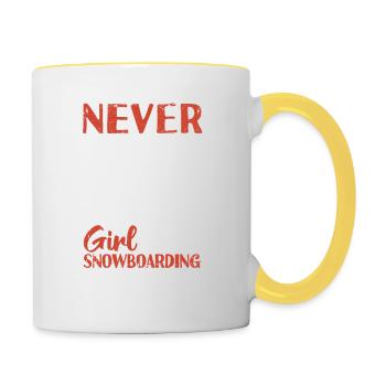 Never underestimate a girl who Snow - Contrasting Mug - white/yellow - Right