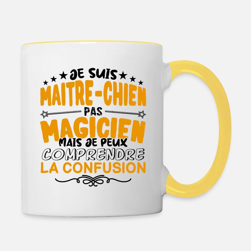 Maitre-Chien pas Magicien | le Meilleur Maitre-Ch - Mug contrasté - blanc/jaune