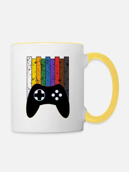 Konsole - Tasse zweifarbig - Weiß/Gelb