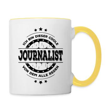 Journalist Geburtstag Journalismus Geschenk - Tasse zweifarbig - Weiß/Gelb - Rechts