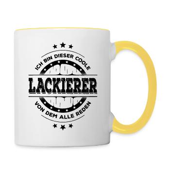 Lackierer Geburtstag Facharbeiter Geschenk - Tasse zweifarbig - Weiß/Gelb - Rechts