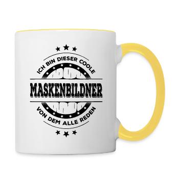 Maskenbildner Geburtstag Filmkunst Geschenk - Tasse zweifarbig - Weiß/Gelb - Rechts