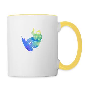 Snowboard Activité de plein air Snowboarder Hiver - Mug contrasté - blanc/jaune - Droite