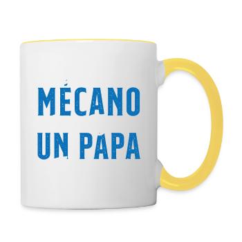 Mécano Papa Cadeau Drôle Fête Des Pères Garagiste - Mug contrasté - blanc/jaune - Droite