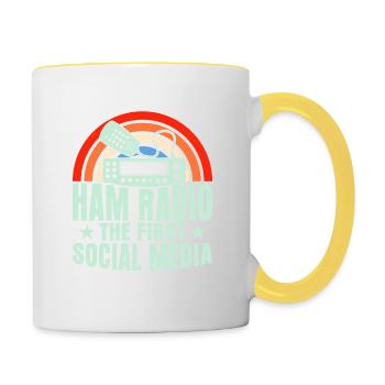 Ham Radio The First Social Media Amateur Operator - Tasse zweifarbig - Weiß/Gelb - Rechts