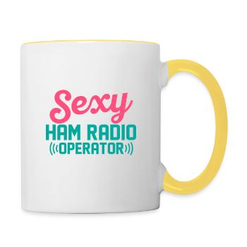 I Hate Being Sexy But I'm A Ham Radio Operator Ent - Contrasting Mug - white/yellow - Right