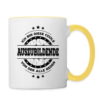 Auszubildende Geburtstag Lehrling Geschenk - Tasse zweifarbig - Weiß/Gelb - Rechts