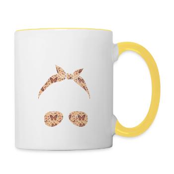 Jiu-Jitsu Maman Drôle de Mère Jiu Jitsu Brésilien BJJ - Mug contrasté - blanc/jaune - Droite
