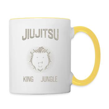 Brazilian Jiu Jitsu Leo Grappling BJJ MMA Jiu-Jits - Contrasting Mug - white/yellow - Right