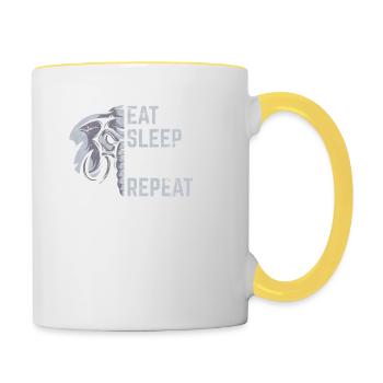 Funny Elephant Lover Eat Sleep Elephants Repeat Ki - Tasse zweifarbig - Weiß/Gelb - Rechts
