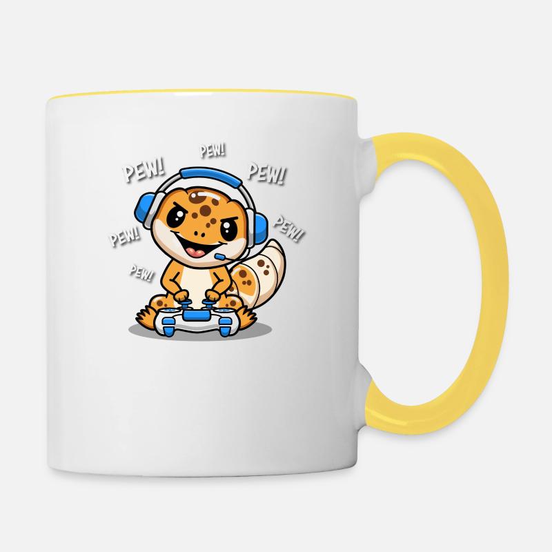 Leopardgecko - Tasse zweifarbig - Weiß/Gelb