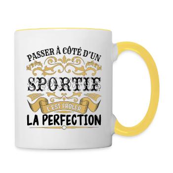 Sportif | le Meilleur cadeau Sportif - Mug contrasté - blanc/jaune - Droite