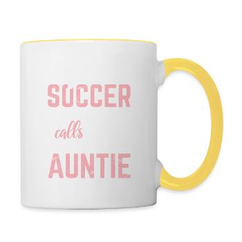 My Favorite Soccer Player Calls Me Auntie Soccer A - Tasse zweifarbig - Weiß/Gelb - Rechts