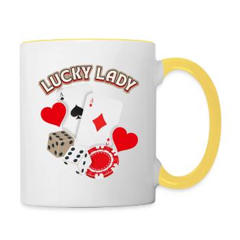 Lucky Lady, chance dans le jeu, bonheur amoureux - Mug contrasté - blanc/jaune - Droite