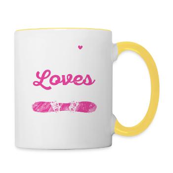 Just A Girl Who Loves Snowboarding Funny Snowboard - Tasse zweifarbig - Weiß/Gelb - Rechts