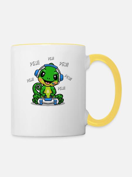 Chamäleon - Tasse zweifarbig - Weiß/Gelb